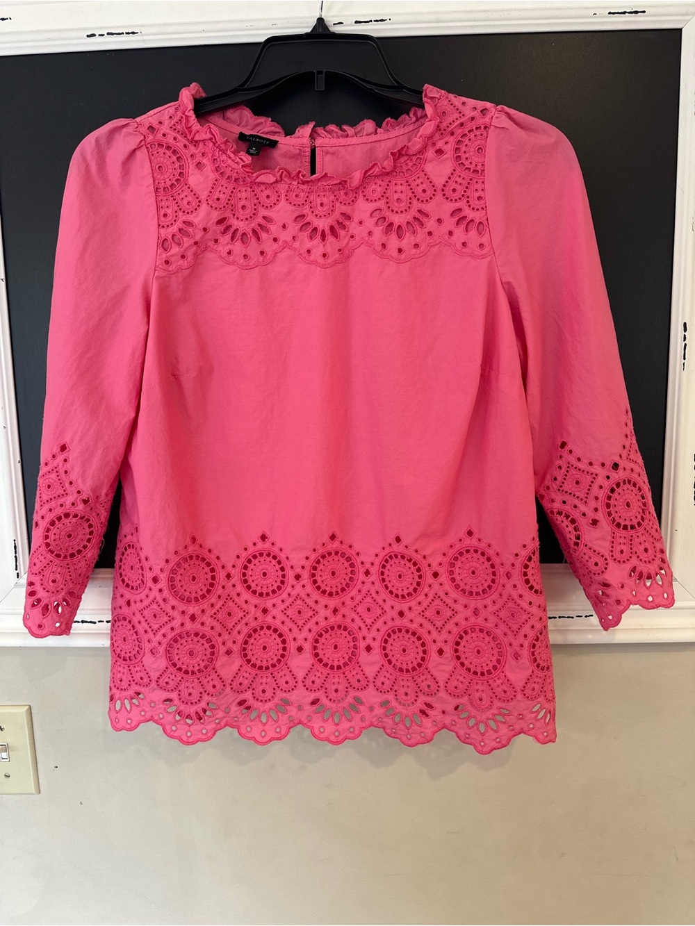 Talbots Bright Pink Cotton Eyelet Blouse